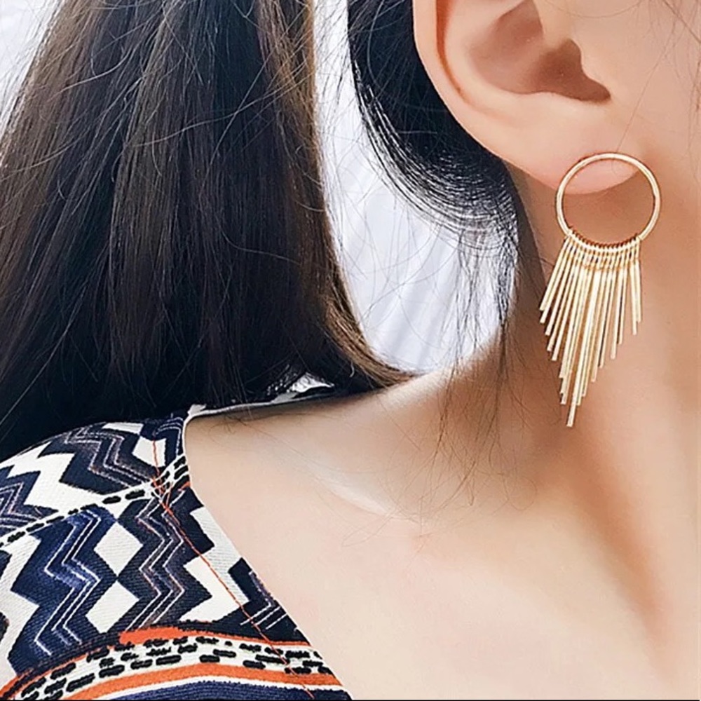 🎉 New Gold Plated Hoop & Keys Stud Earrings